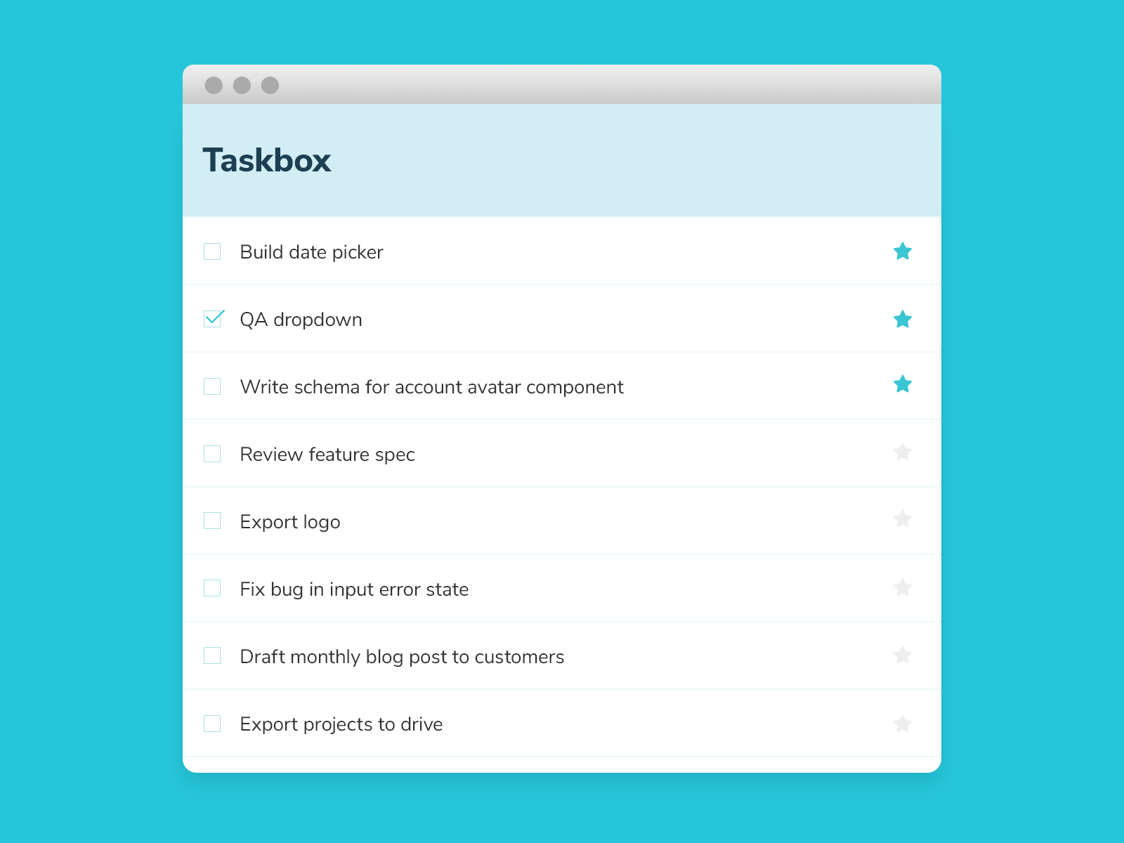 Interface Utilizador Taskbox