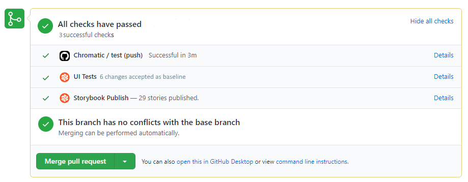 Chromatic changes accepted on the GitHub PR check