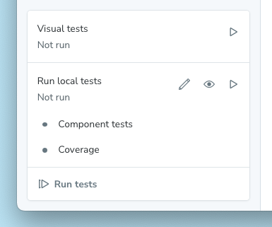 Screenshot of test module, expanded, showing Visual tests