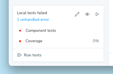 Screenshot of test module, expanded, showing Vitest error