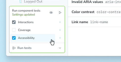 Testing widget with accessibility activated