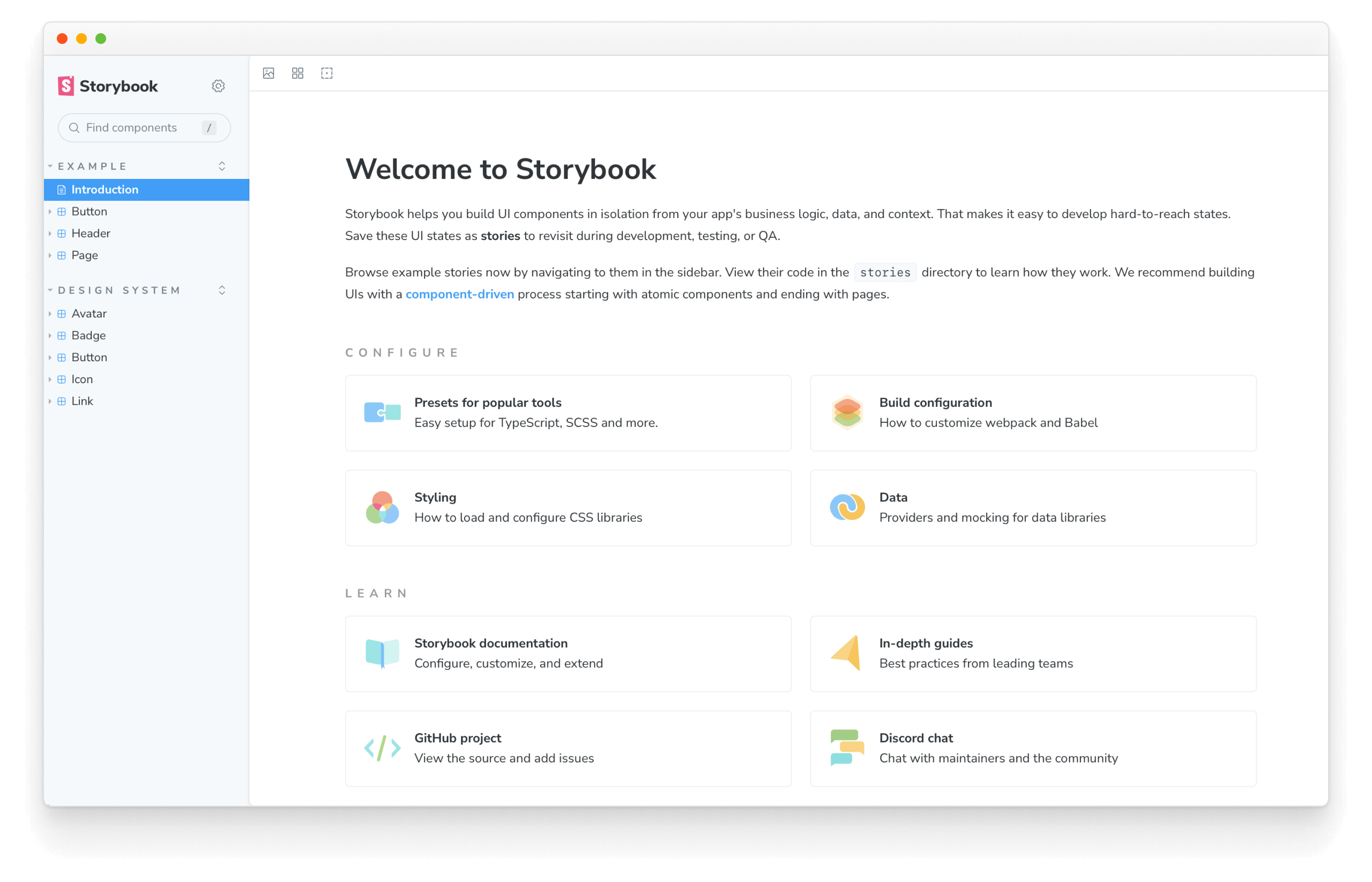 Initial Storybook UI
