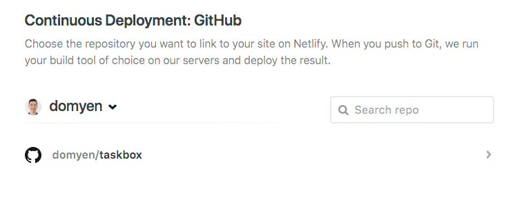 Netlify connect to repo