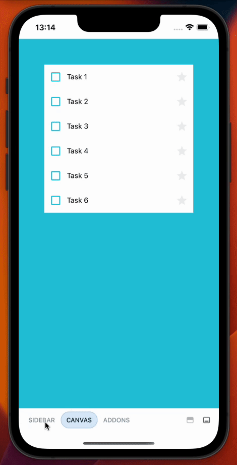 a gif showing the task list component in storybook